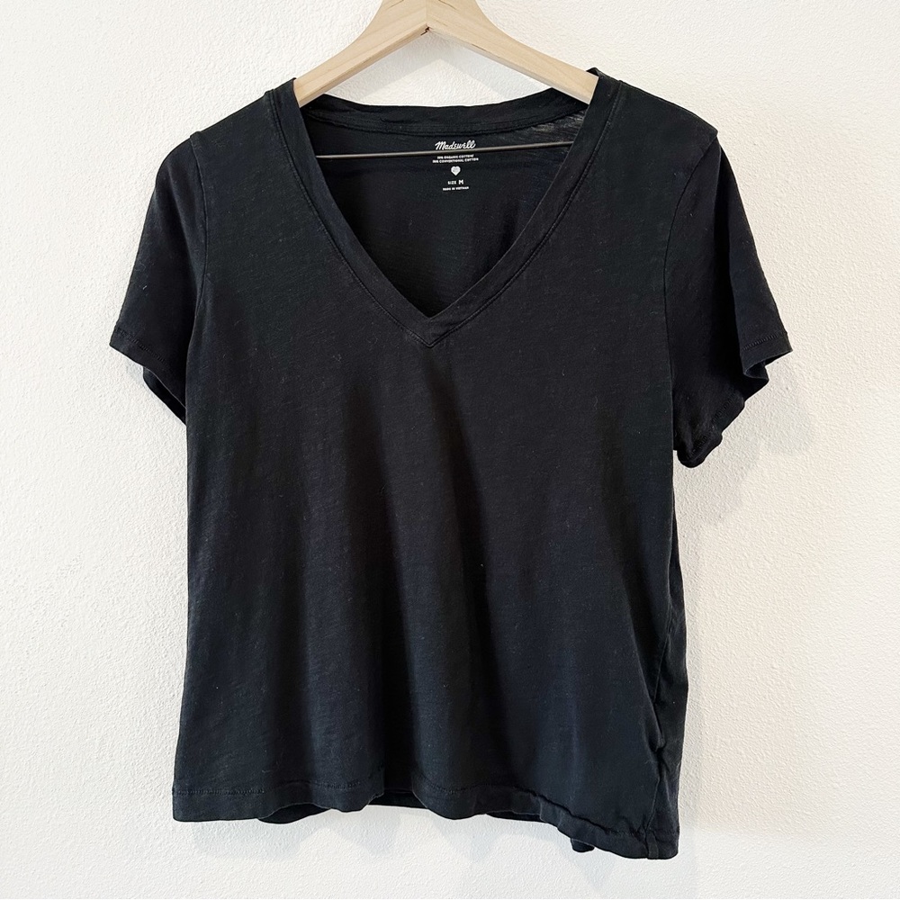 Madewell Basic Black Vneck Short Sleeve Shirt |P3